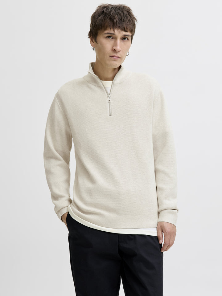 JJMILANO STITCH KNIT HALF ZIP SN, Cloud Dancer/Melange 177642001 Bild 6