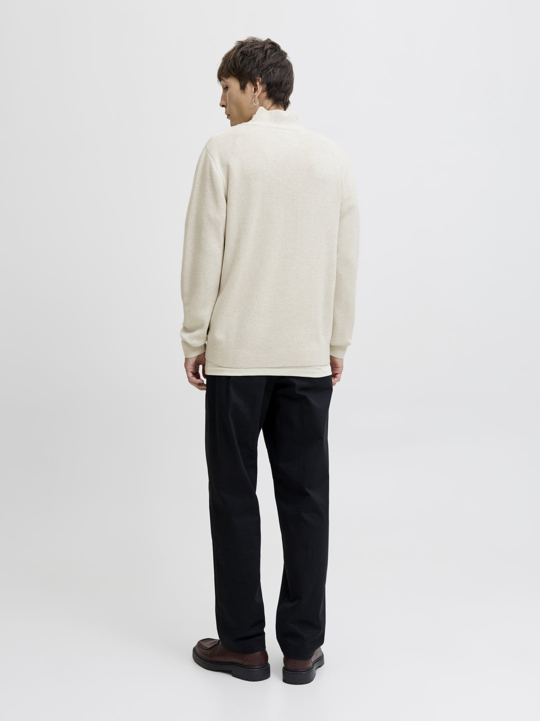 JJMILANO STITCH KNIT HALF ZIP SN, Cloud Dancer/Melange 177642001 Bild 7