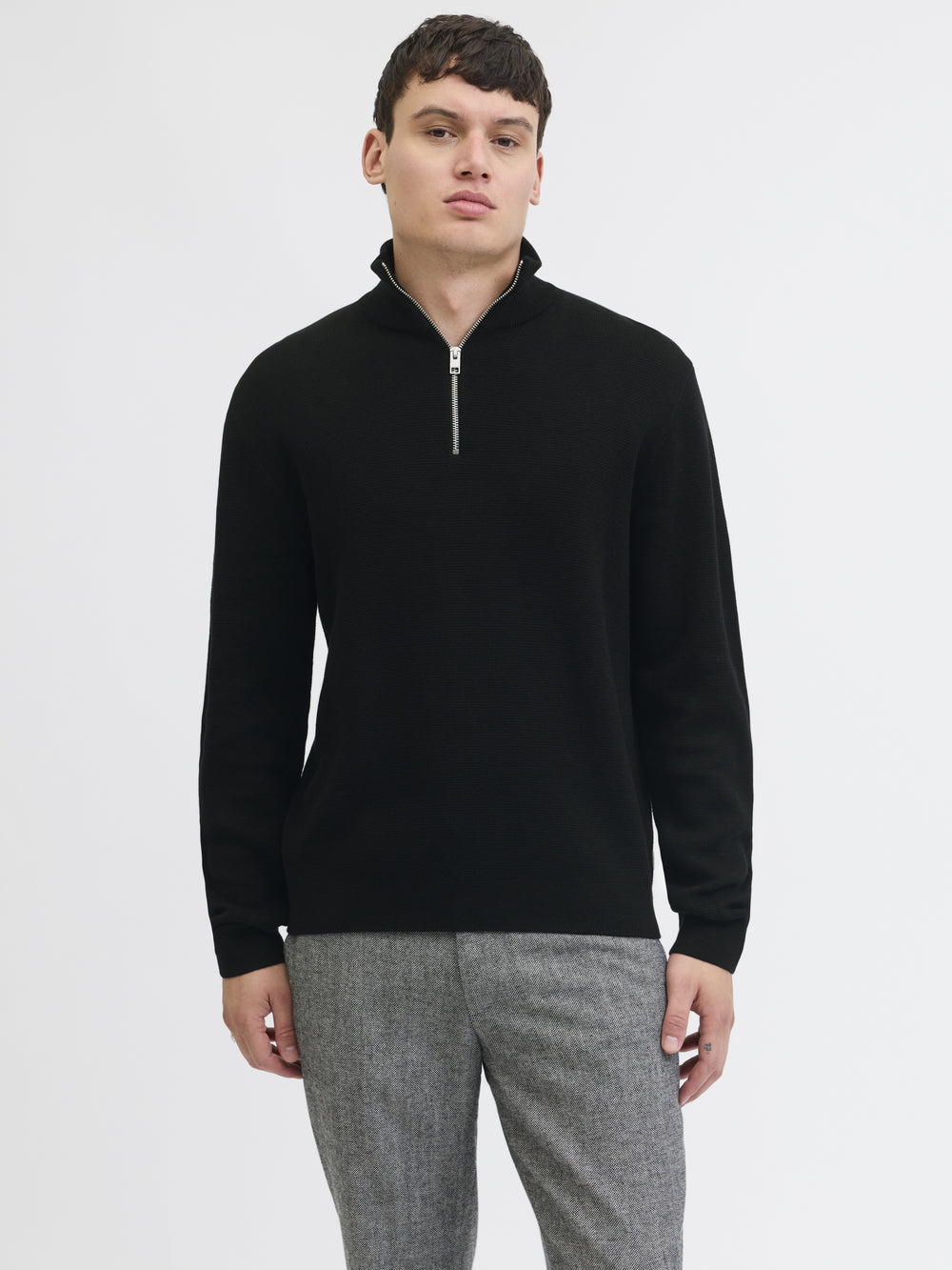 JJMILANO STITCH KNIT HALF ZIP SN, Black 178012 Bild 2