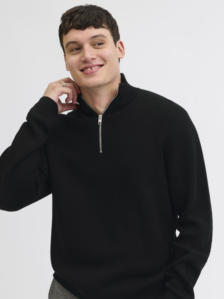 JJMILANO STITCH KNIT HALF ZIP SN, Black 178012 Bild 7