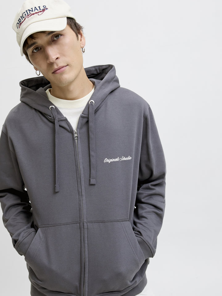 JORNORREBRO EMB SWEAT ZIP HOOD NOOS, Asphalt 176526 Bild 4