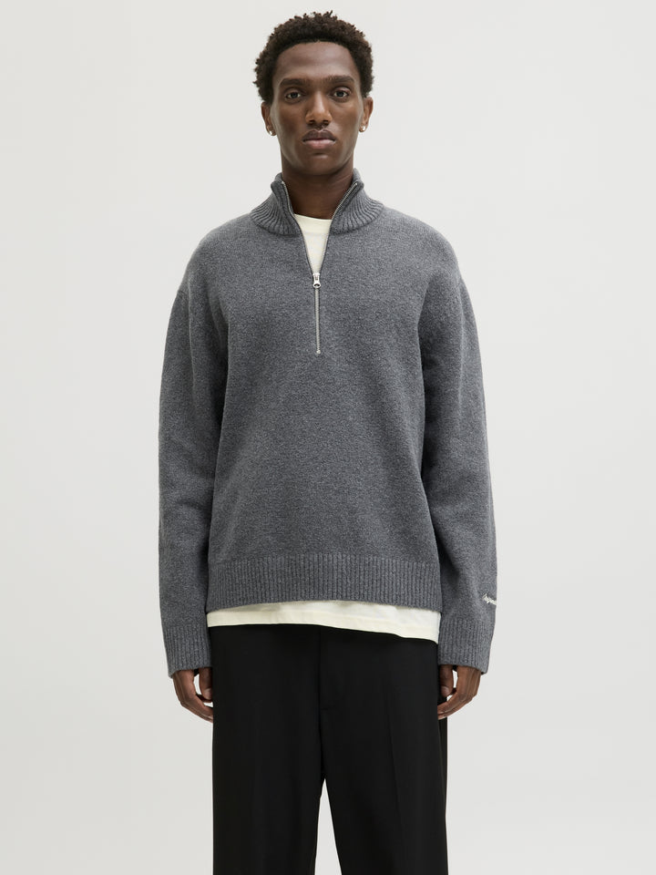 JORNORREBRO KNIT HALF ZIP SN, Dark Grey Melange 179084 Bild 1
