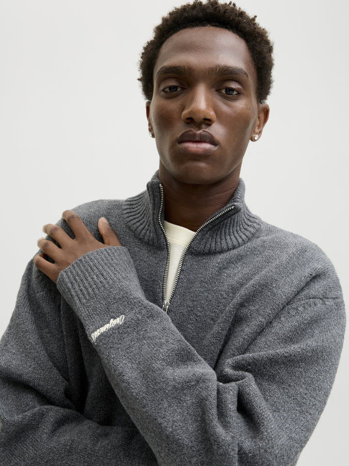 JORNORREBRO KNIT HALF ZIP SN, Dark Grey Melange 179084 Bild 5