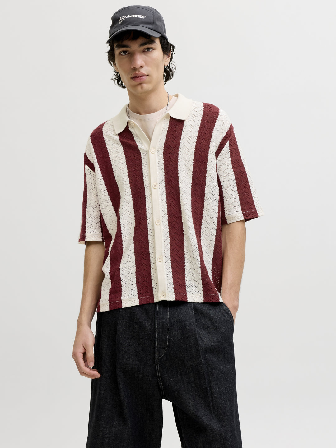JORTYLER KNIT SS POLO SN, Sea Salt/Cabernet 296416009 Bild 2