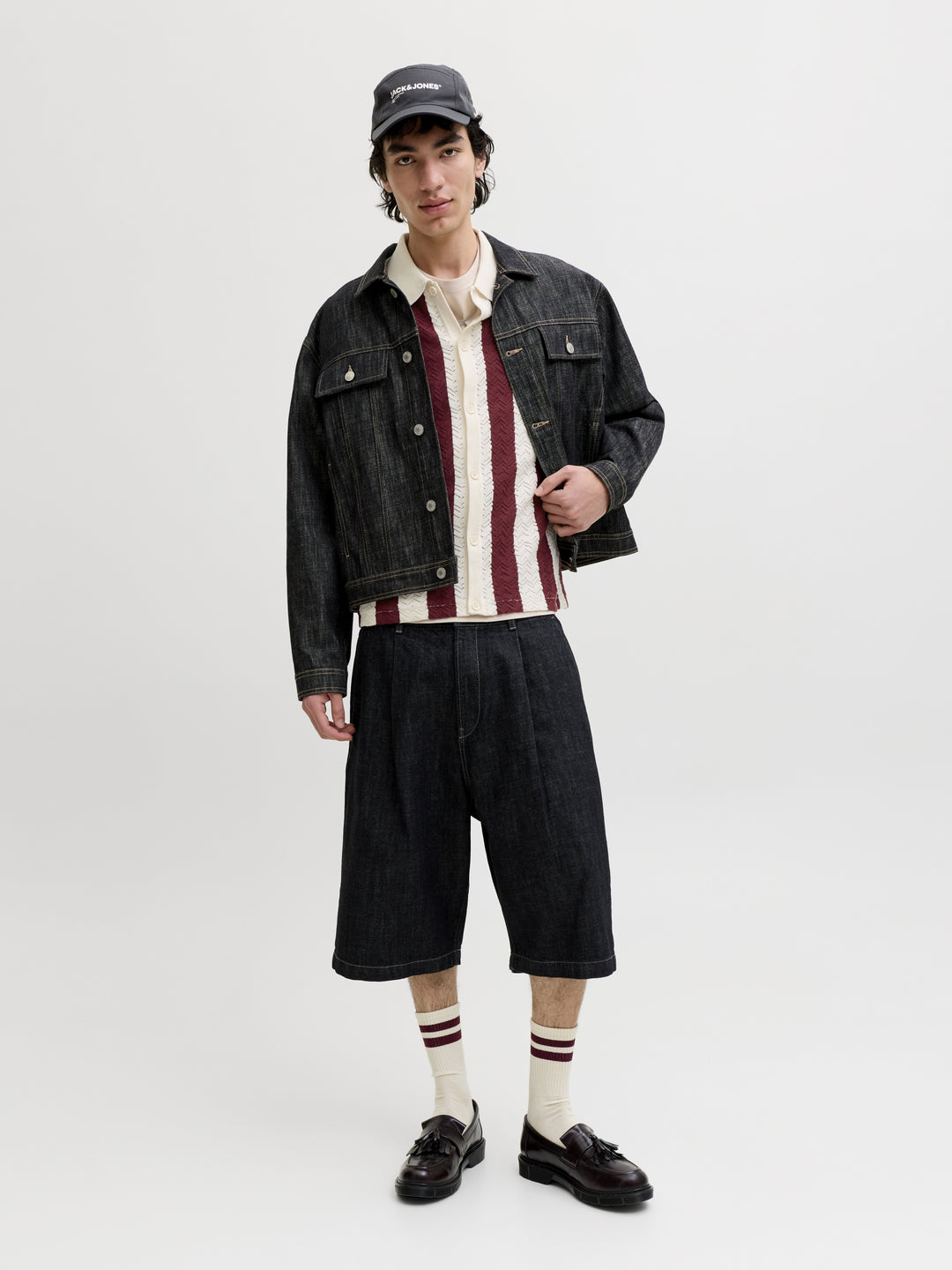 JORTYLER KNIT SS POLO SN, Sea Salt/Cabernet 296416009 Bild 6