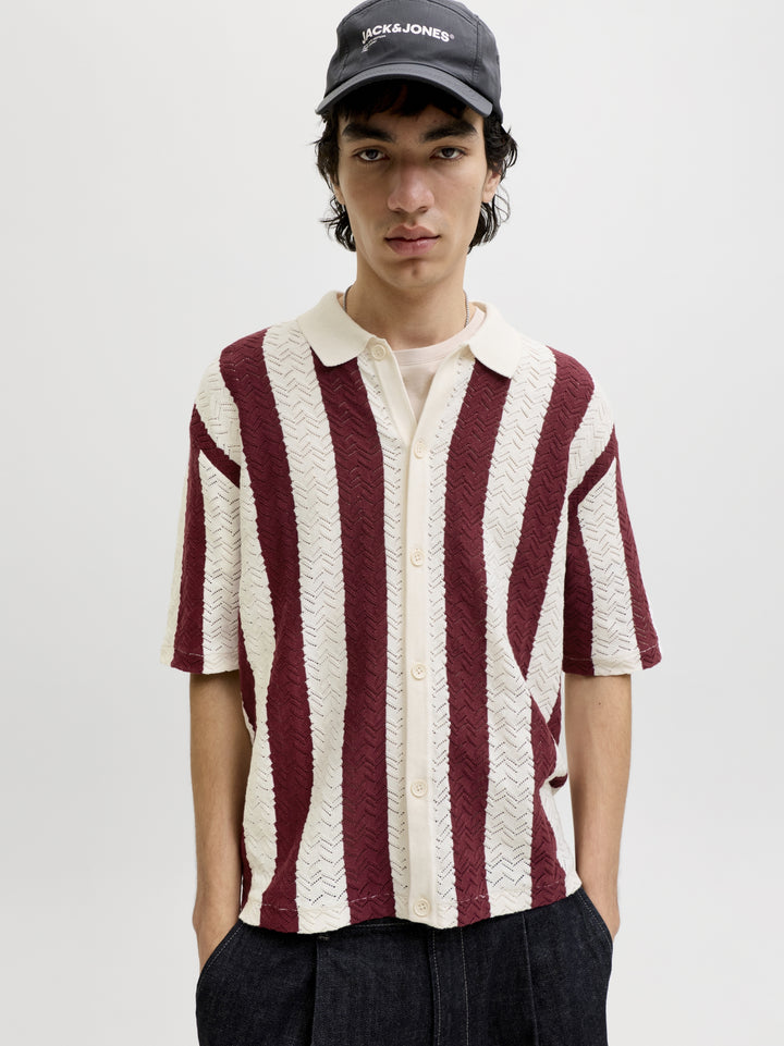 JORTYLER KNIT SS POLO SN, Sea Salt/Cabernet 296416009 Bild 7