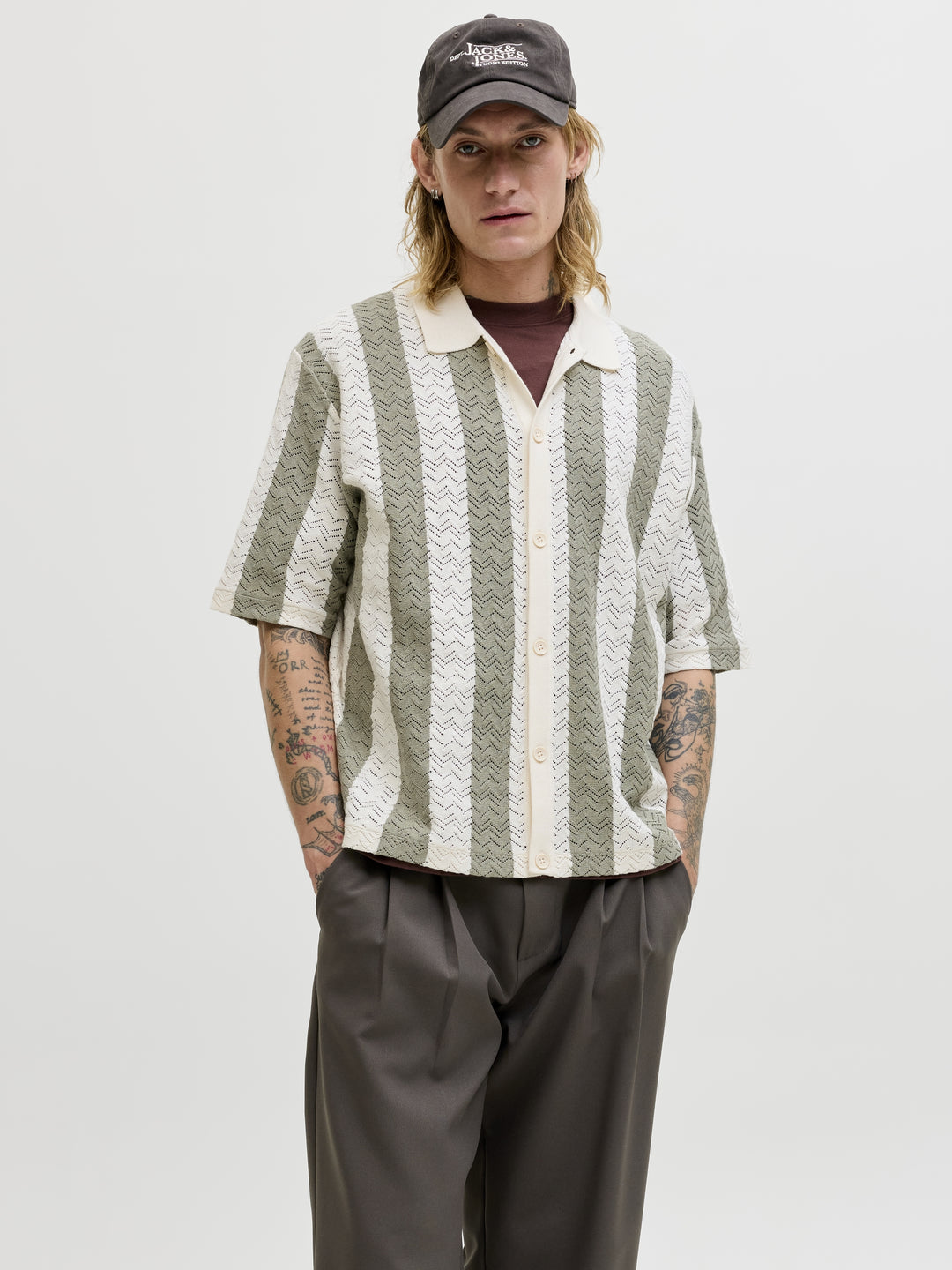 JORTYLER KNIT SS POLO SN, Sea Salt/Sea Grass 296416011 Bild 5