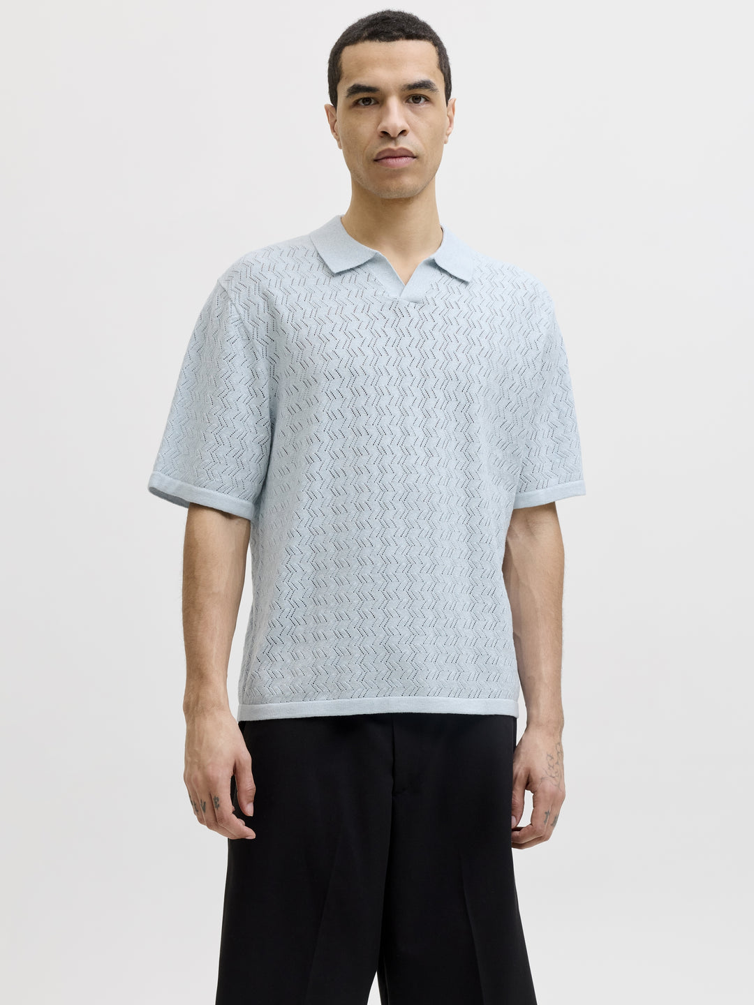 JORTYLER KNIT SS SPLIT NECK POLO SN, Cashmere Blue 175775 Bild 2