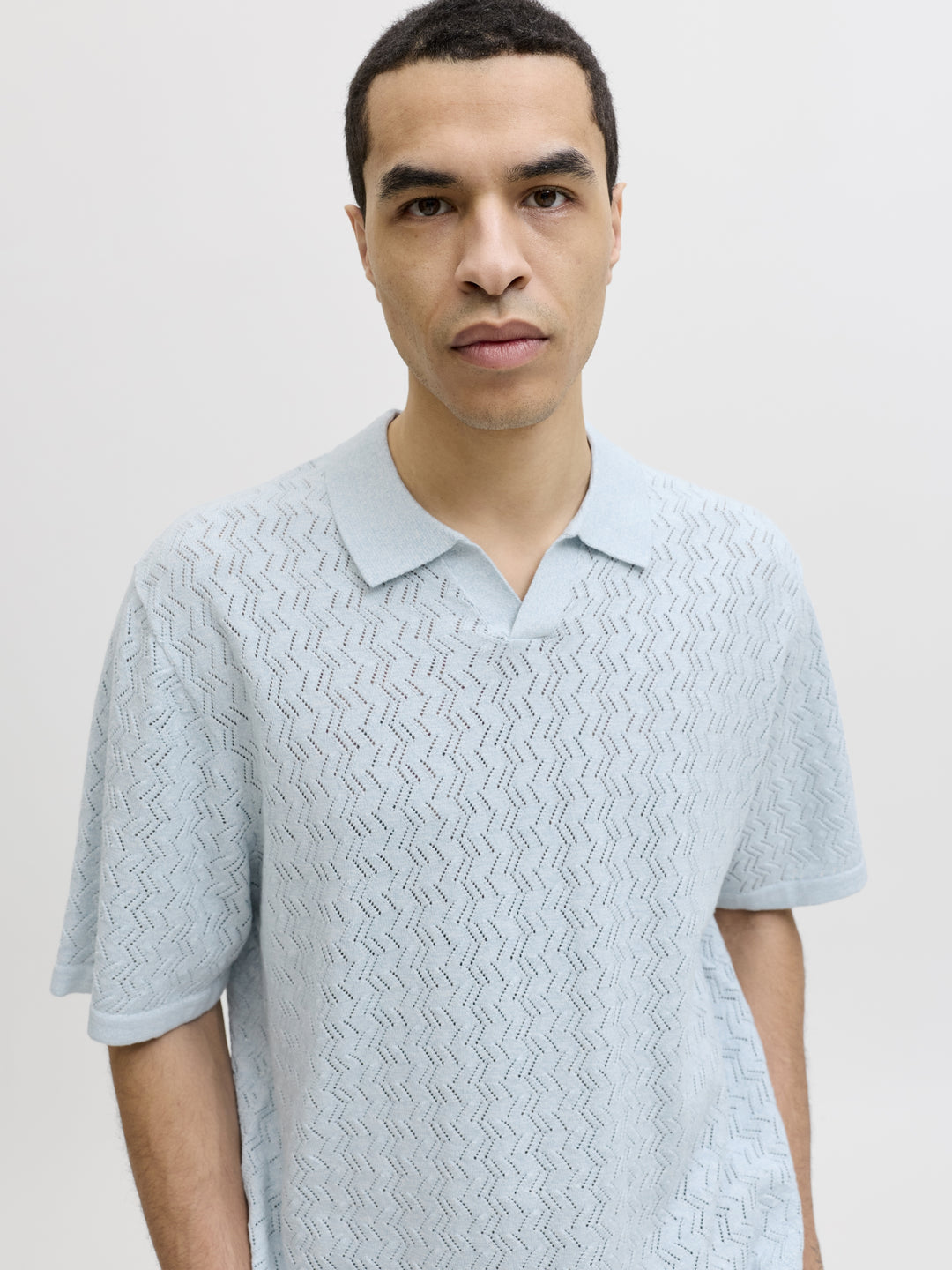 JORTYLER KNIT SS SPLIT NECK POLO SN, Cashmere Blue 175775 Bild 3