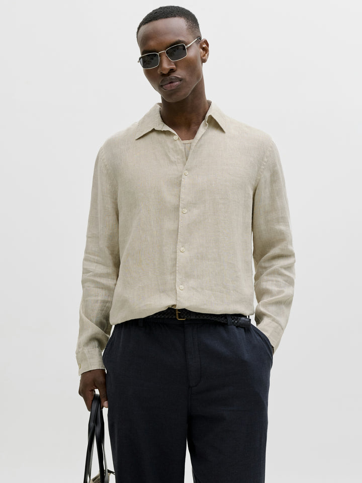 JPRBLALAWRENCE LINEN LS SHIRT SN, Silver Lining 176688 Bild 2