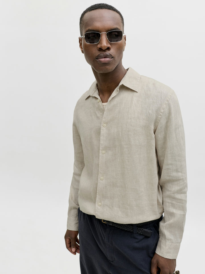 JPRBLALAWRENCE LINEN LS SHIRT SN, Silver Lining 176688 Bild 7