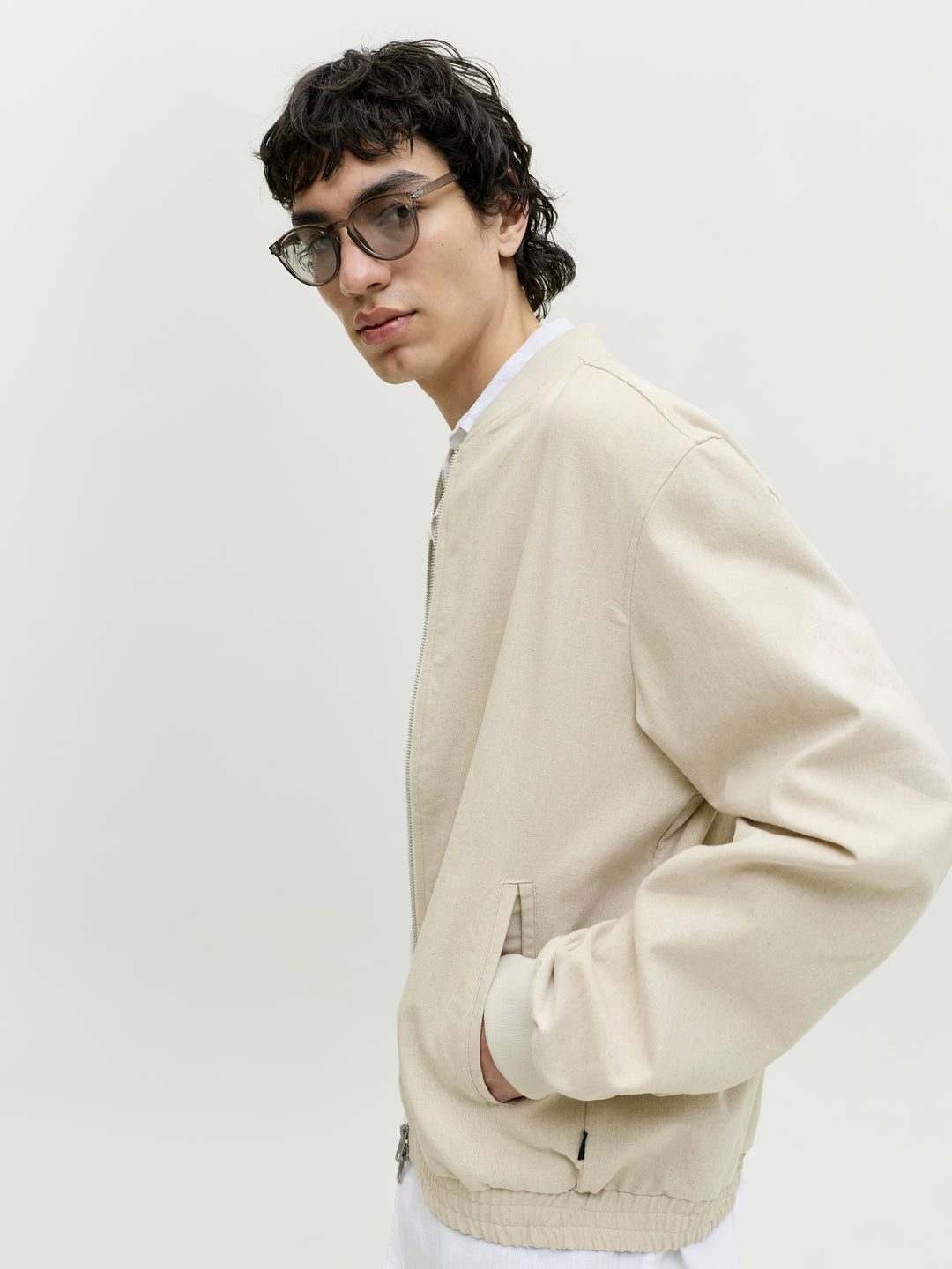 JPRBLALEISTER LINEN BLEND BOMBER JK, Ancient Scroll/MELANGE 302781001 Bild 7