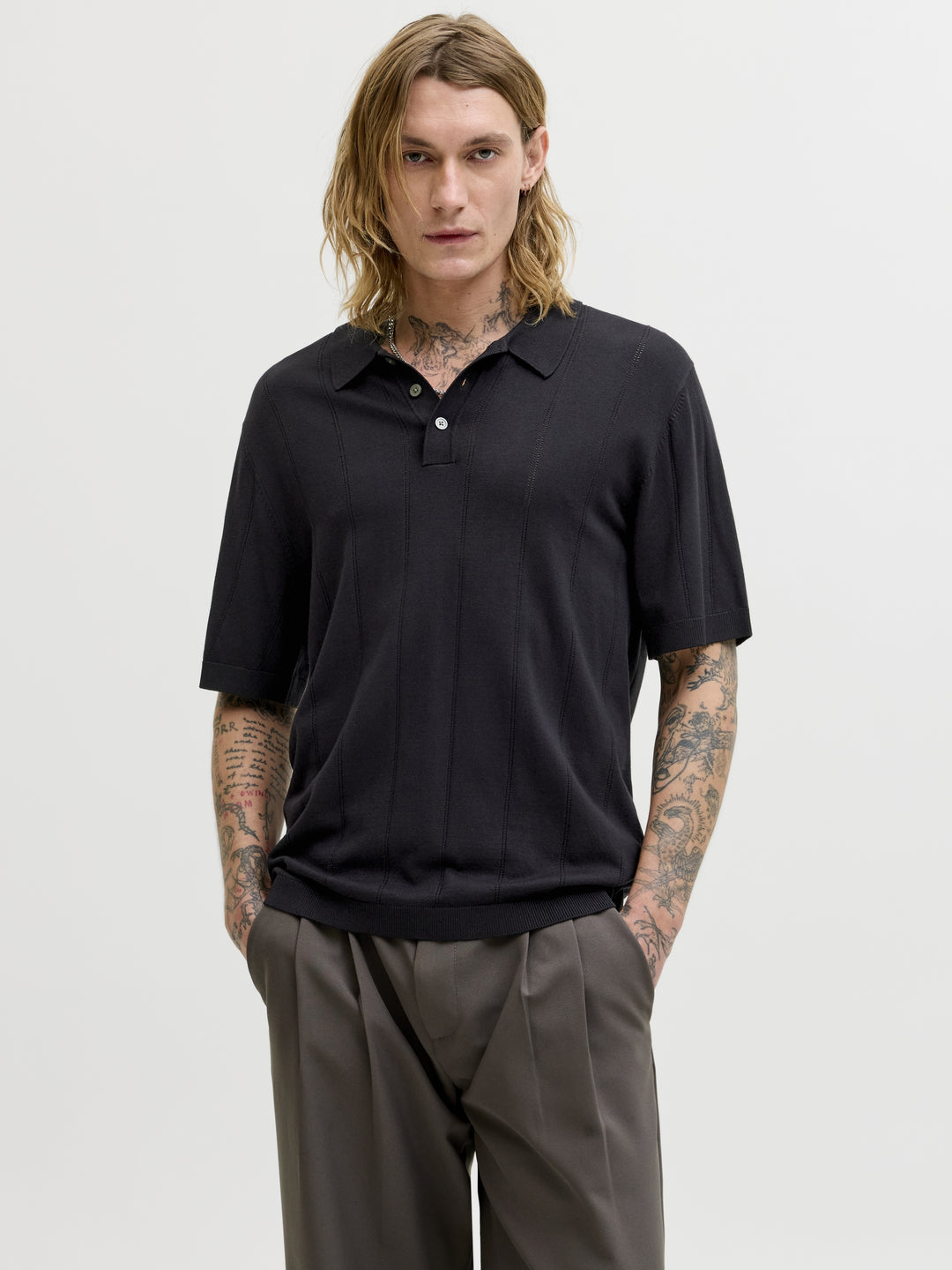 JPRBLAWILLIAM STRUCTURE KNIT POLO S, Black 178012 Bild 2