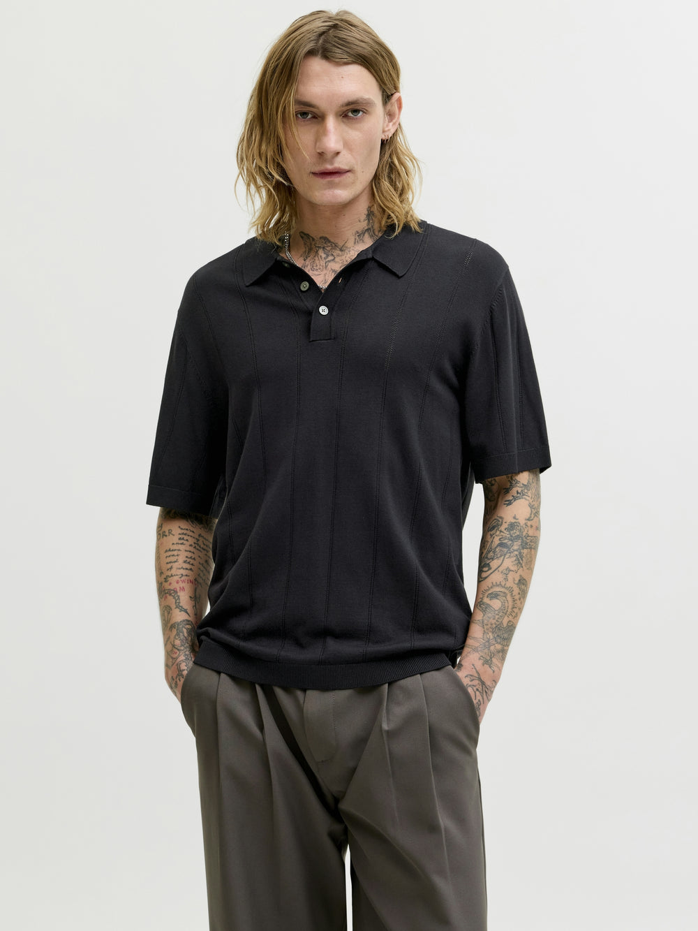 JPRBLAWILLIAM STRUCTURE KNIT POLO S, Black 178012 Bild 2