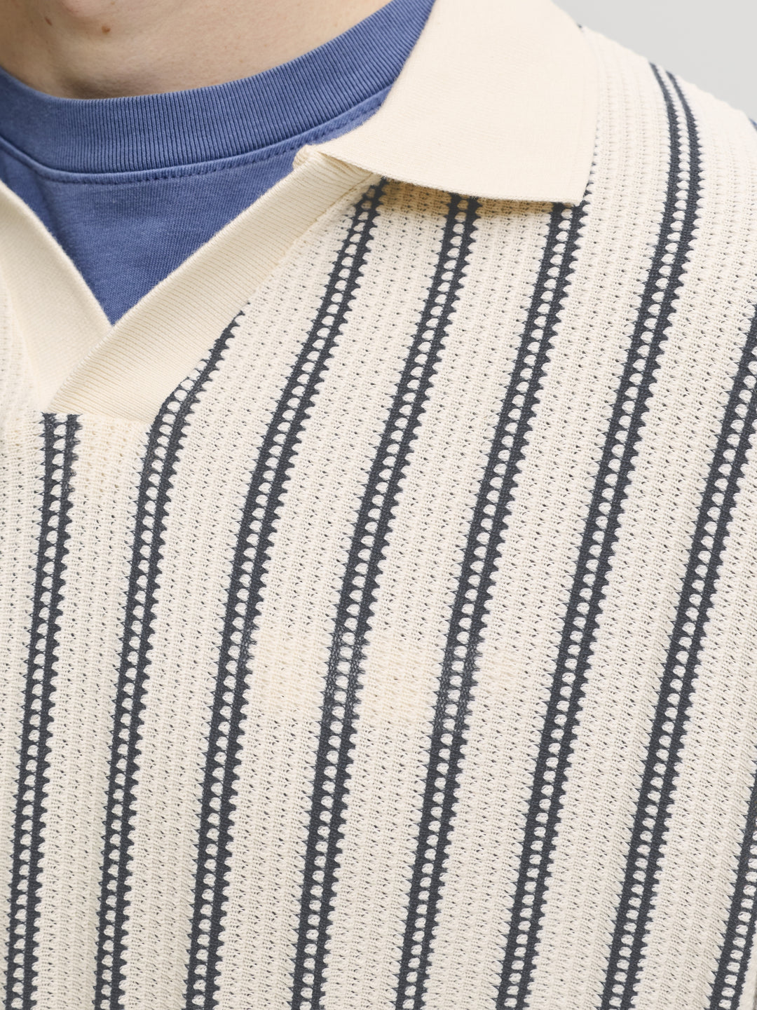 JPRBLUHARRY SS SPLIT NECK POLO SN, Cloud Dancer/NAVY 177642006 Bild 3