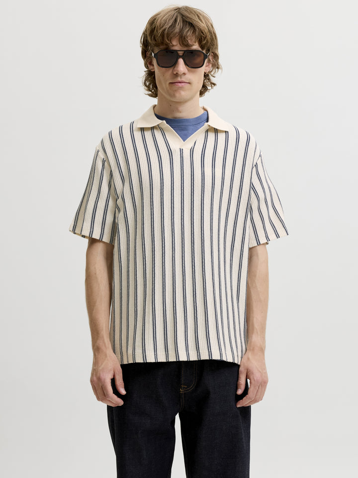 JPRBLUHARRY SS SPLIT NECK POLO SN, Cloud Dancer/NAVY 177642006 Bild 5