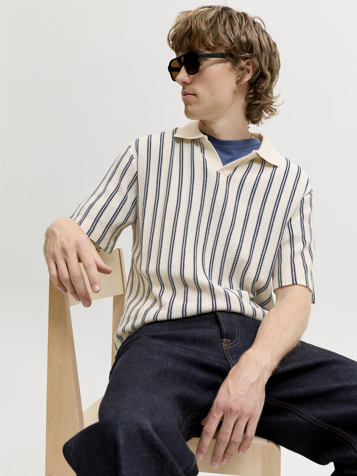 JPRBLUHARRY SS SPLIT NECK POLO SN, Cloud Dancer/NAVY 177642006 Bild 7