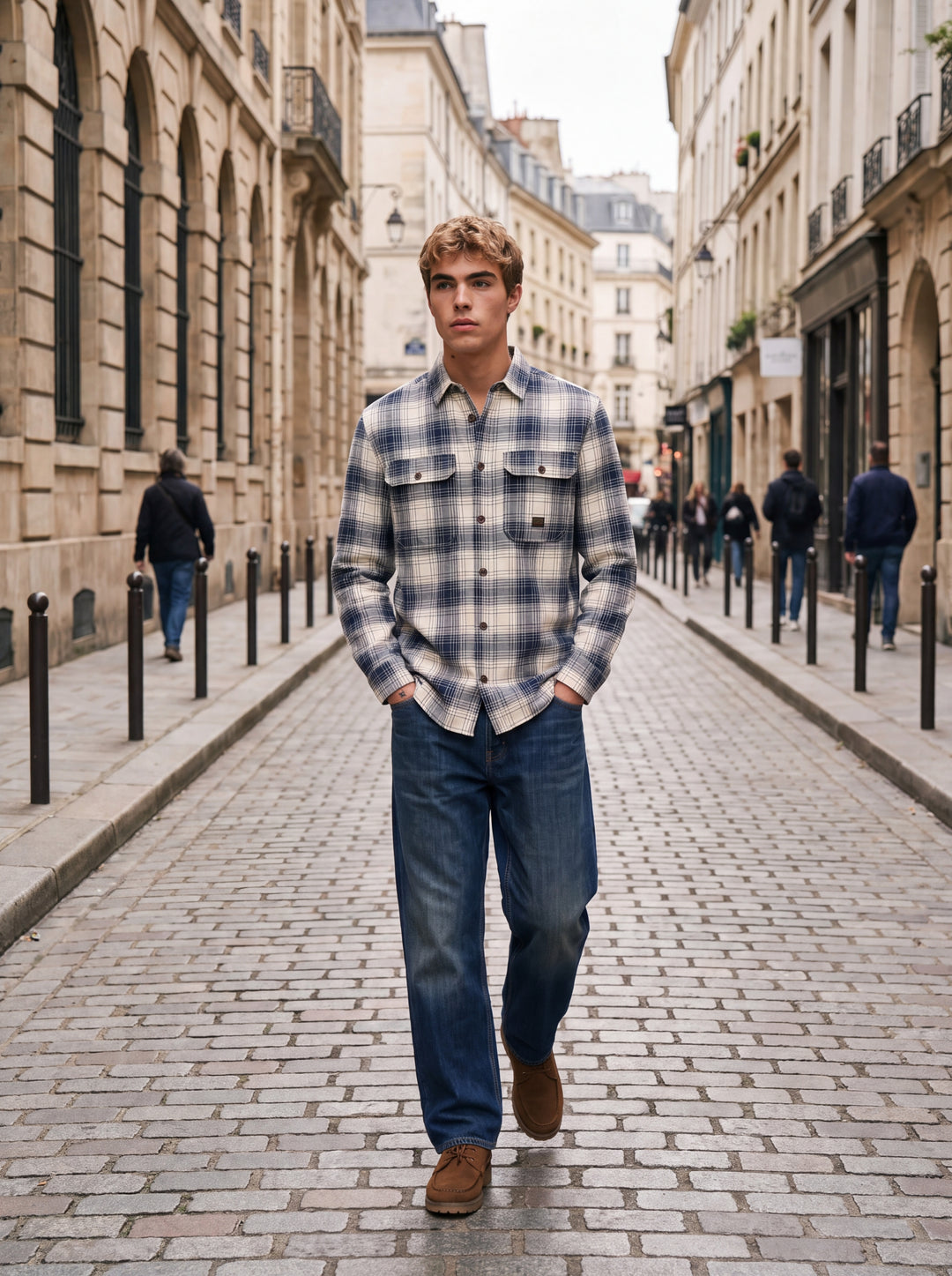 JPRBLUIVY CHECK L/S OVERSHIRT SN, Dark Navy 175697 Bild 5
