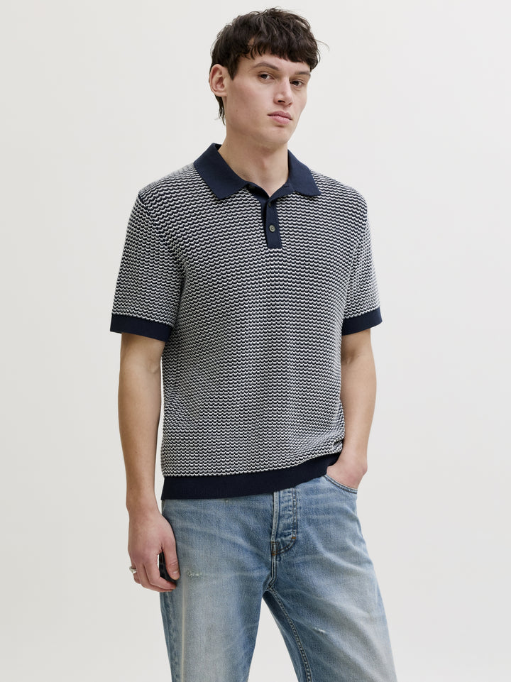 JPRBLUKINGSLEY KNIT POLO SS LN, Sky Captain/Twist 175917007 Bild 2
