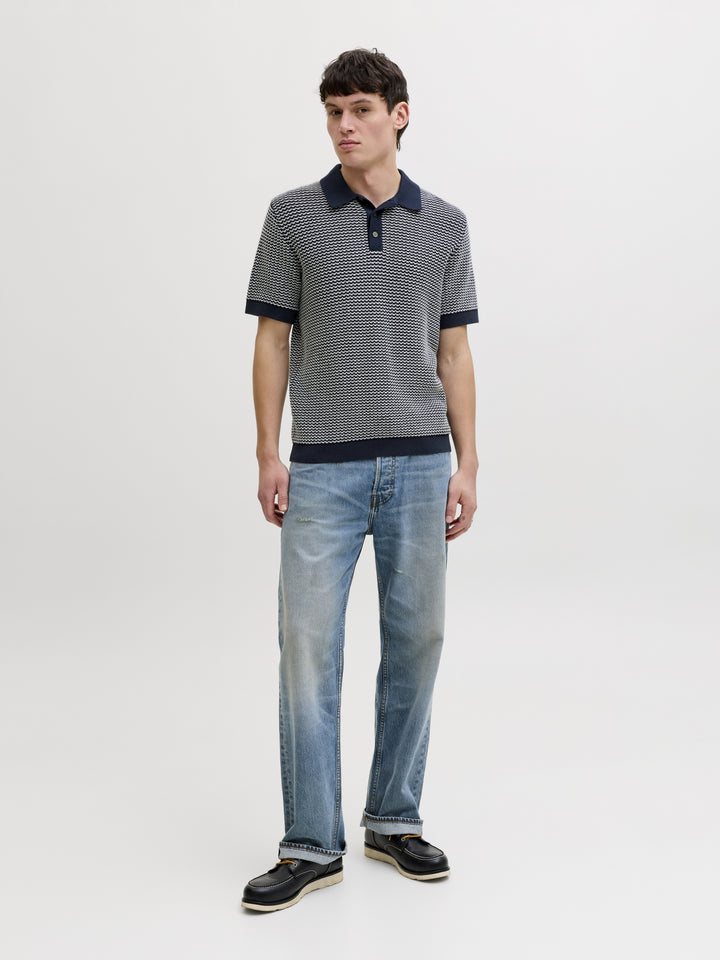 JPRBLUKINGSLEY KNIT POLO SS LN, Sky Captain/Twist 175917007 Bild 6