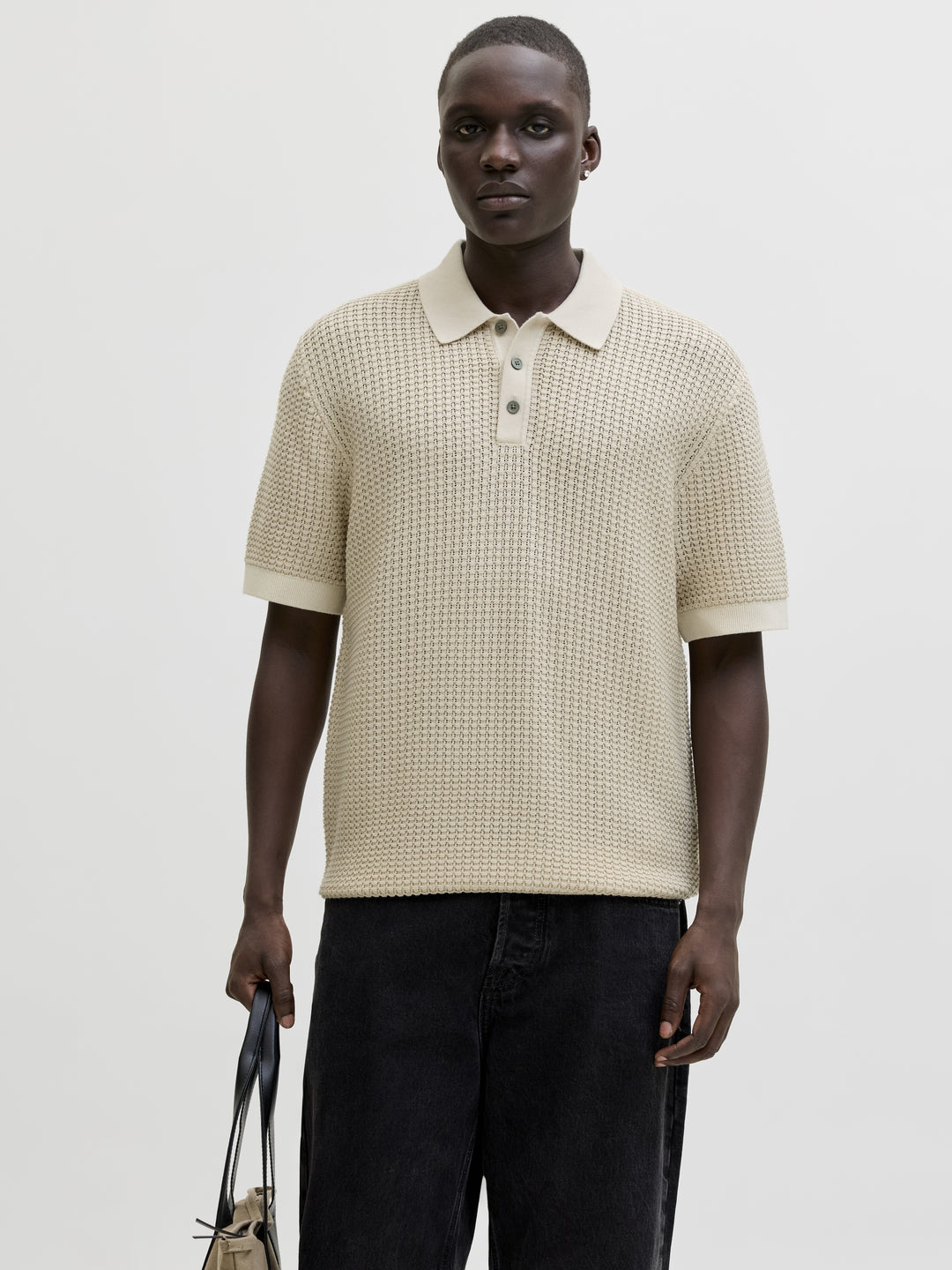 JPRBLUKINGSLEY KNIT POLO SS LN, Whitecap Gray/Twist 177610007 Bild 2