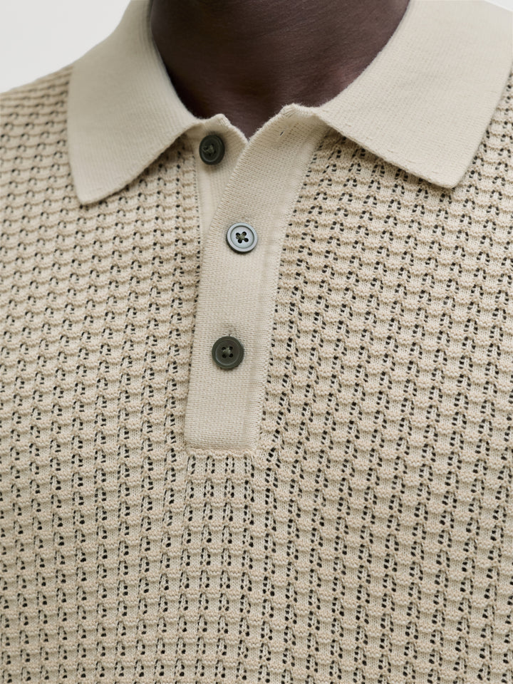 JPRBLUKINGSLEY KNIT POLO SS LN, Whitecap Gray/Twist 177610007 Bild 5