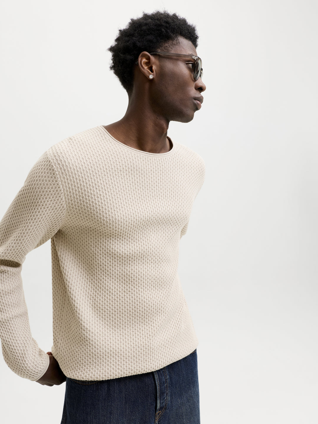 JPRBLUMASON KNIT CREW NECK SN, Silver Lining 176688 Bild 4