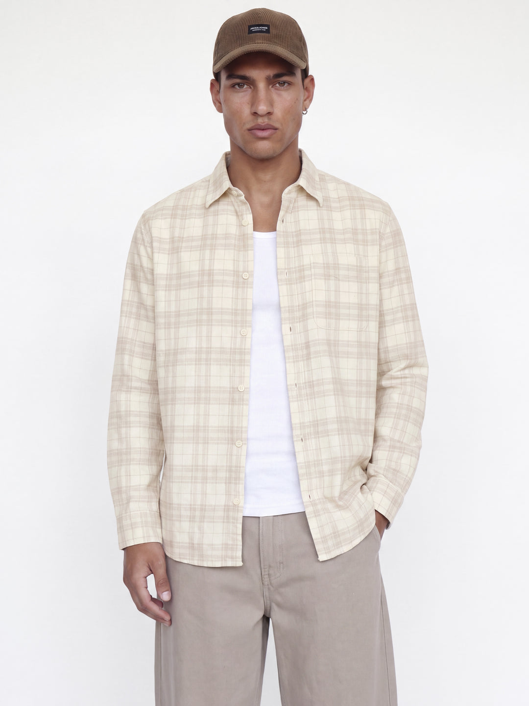 JPRBLURAY CORDUROY L/S SHIRT, Plaza Taupe/Check 176656001 Bild 4