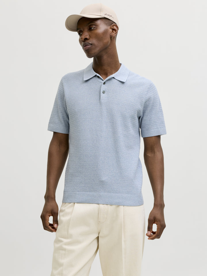 JPRBLURILEY KNIT POLO SS SN, Ashley Blue/twist 175719001 Bild 2