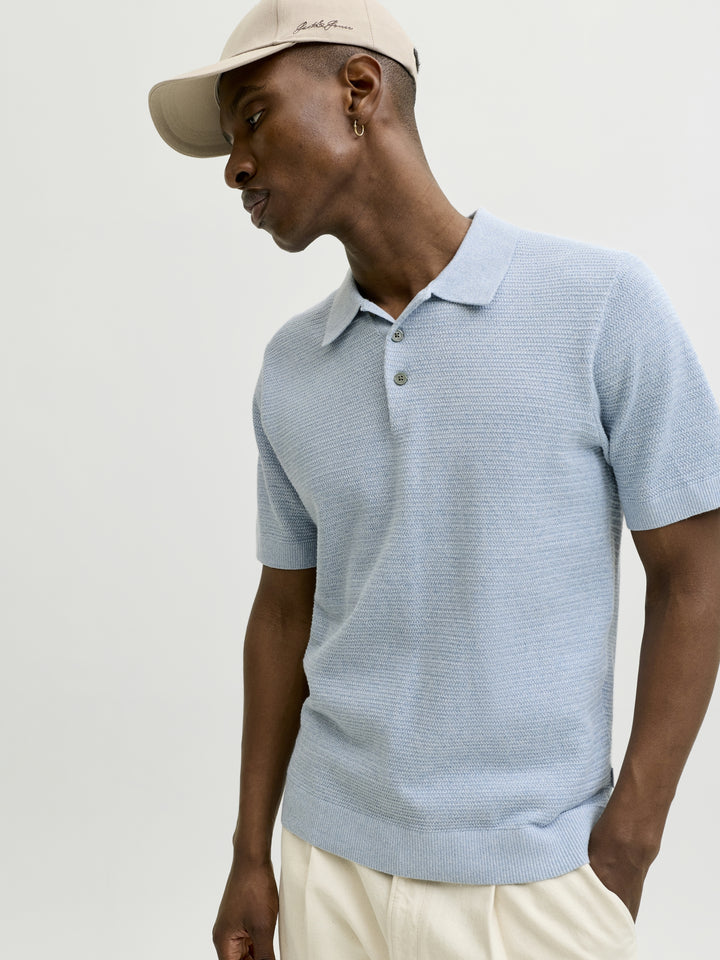 JPRBLURILEY KNIT POLO SS SN, Ashley Blue/twist 175719001 Bild 6