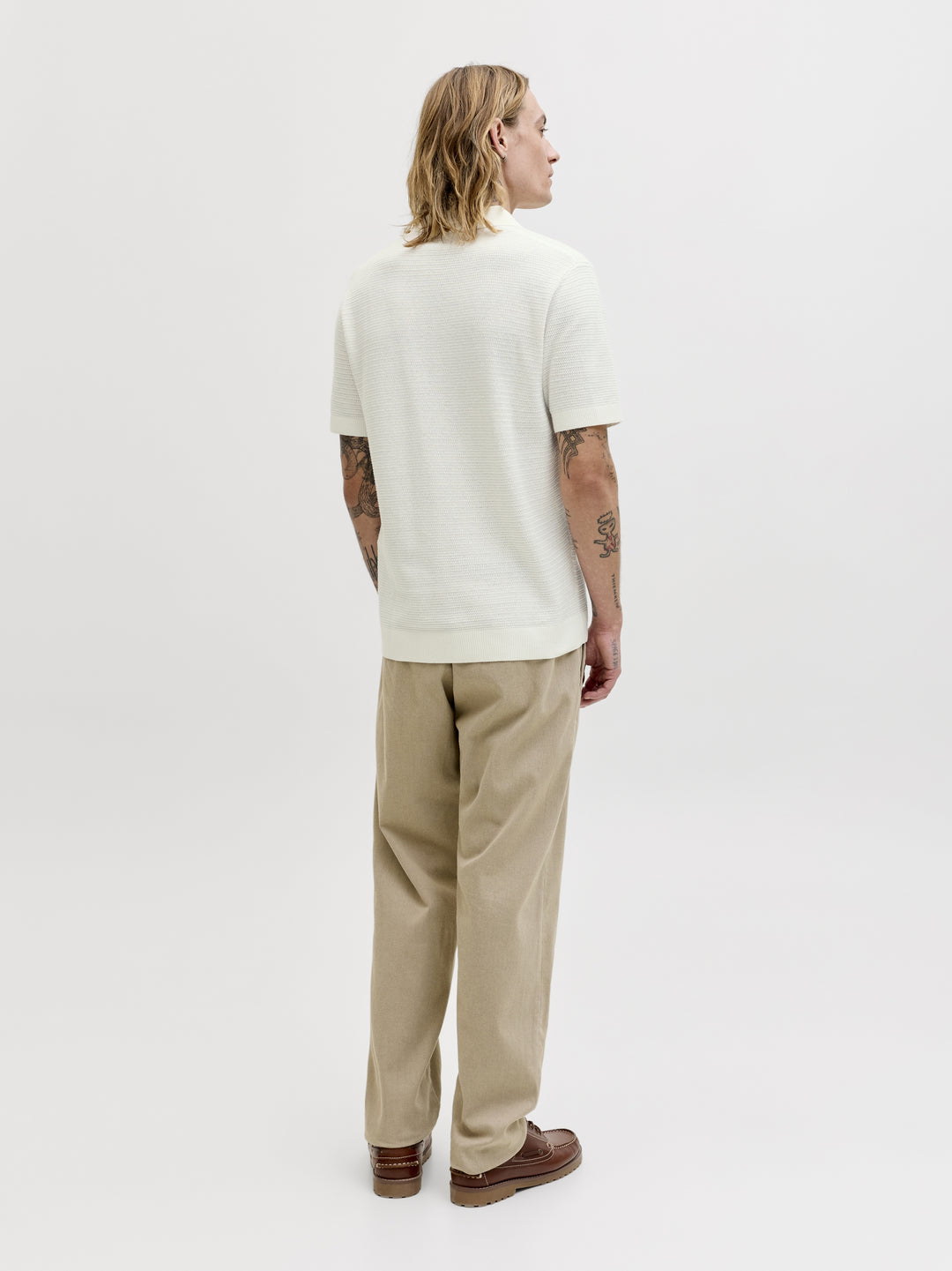 JPRBLURILEY KNIT POLO SS SN, Cloud Dancer 177642 Bild 3