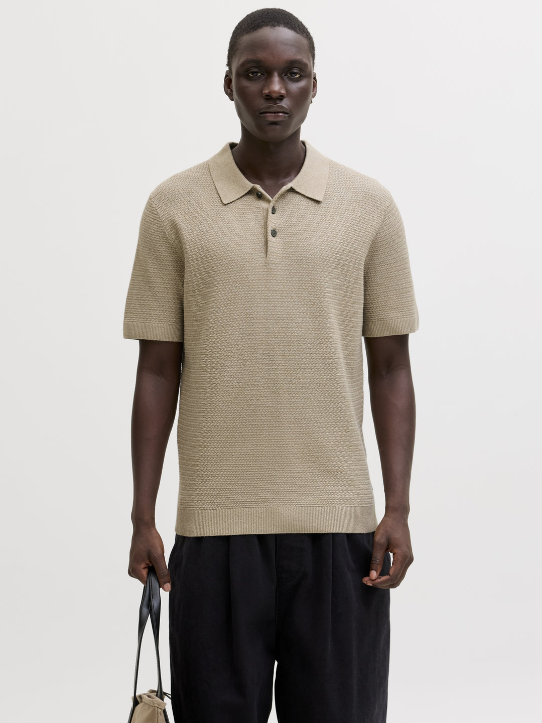 JPRBLURILEY KNIT POLO SS SN, Lemon Pepper/twist 305707001 Bild 2