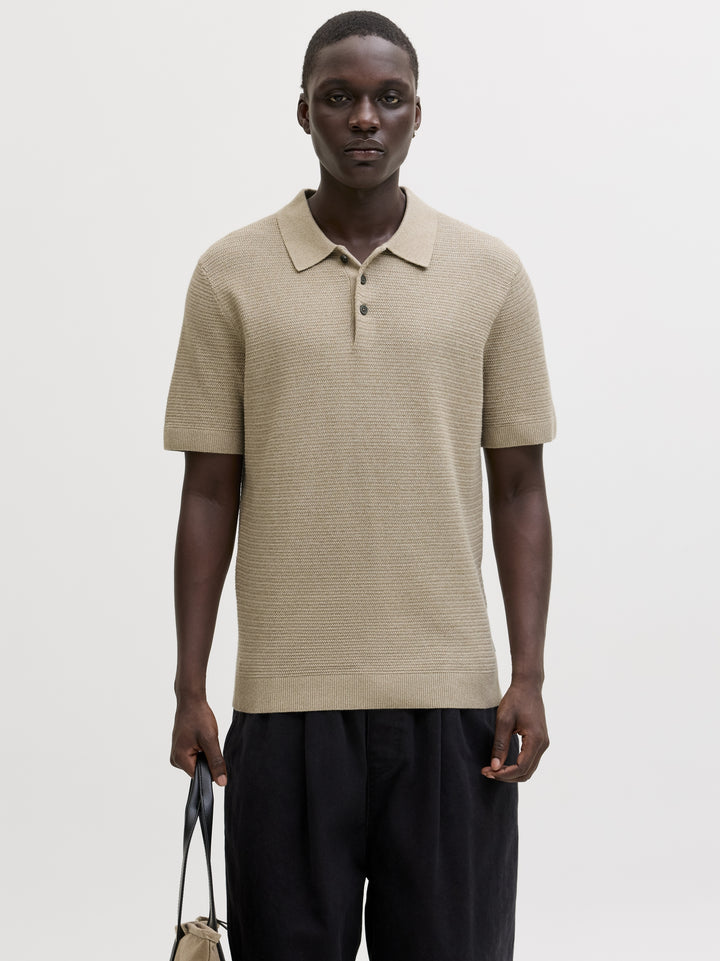 JPRBLURILEY KNIT POLO SS SN, Lemon Pepper/twist 305707001 Bild 2