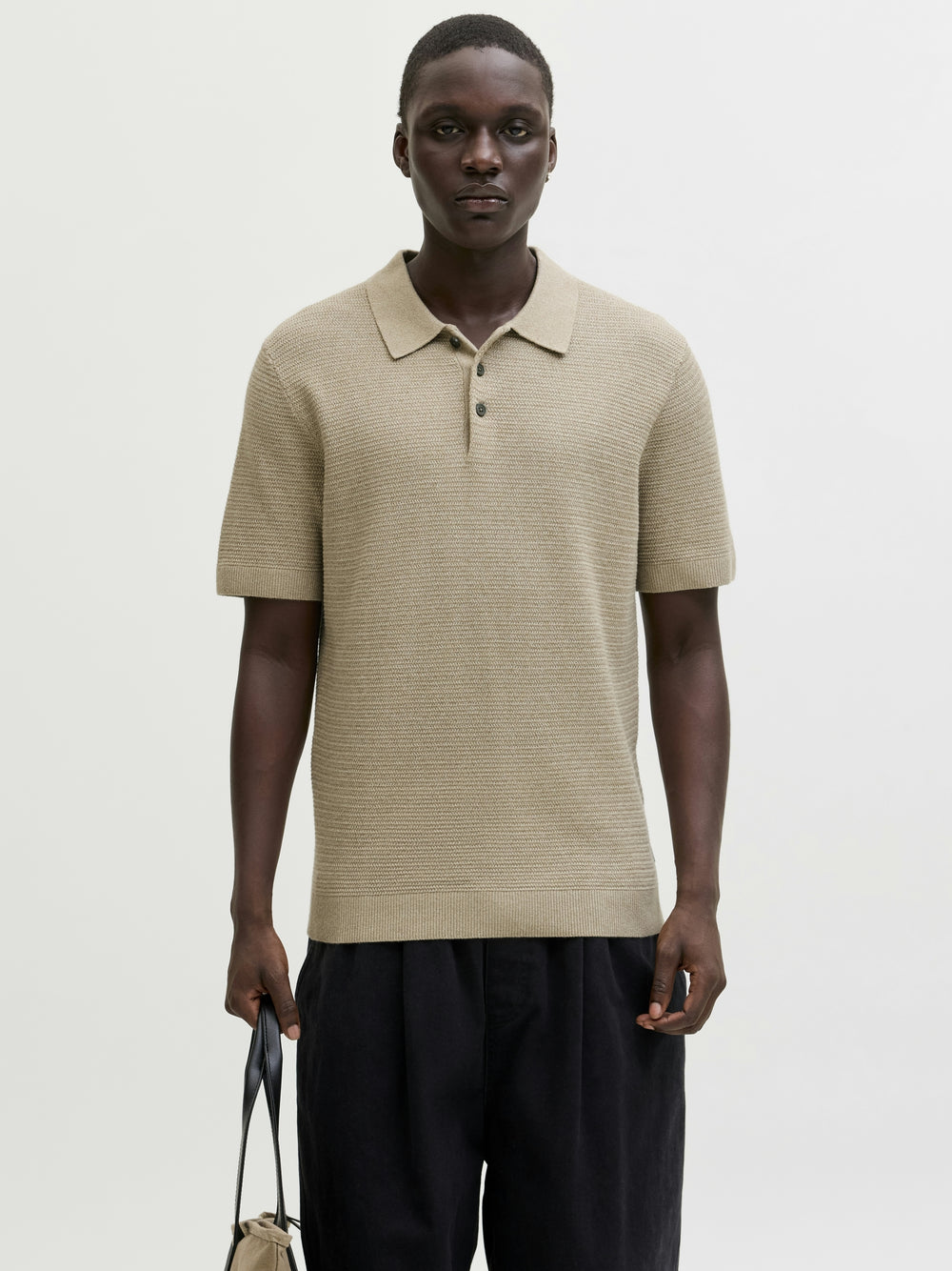 JPRBLURILEY KNIT POLO SS SN, Lemon Pepper/twist 305707001 Bild 2