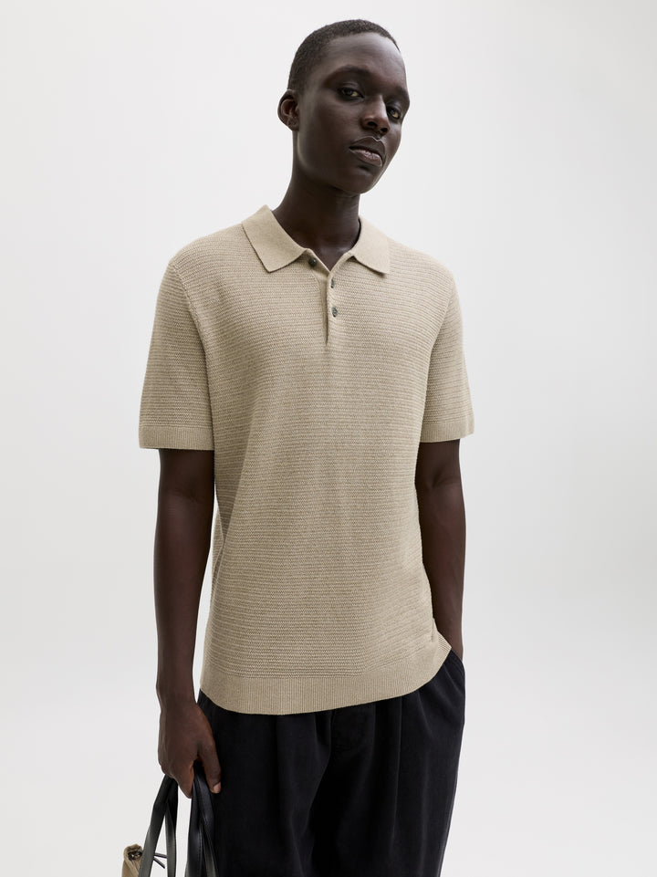 JPRBLURILEY KNIT POLO SS SN, Lemon Pepper/twist 305707001 Bild 7