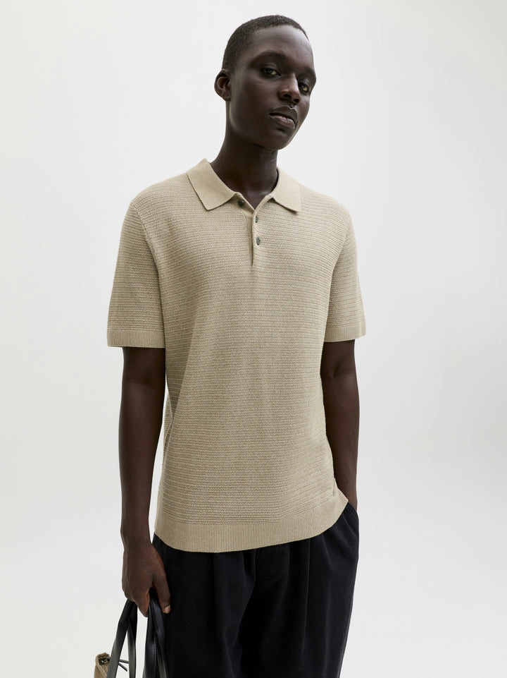 JPRBLURILEY KNIT POLO SS SN, Lemon Pepper/twist 305707001 Bild 7
