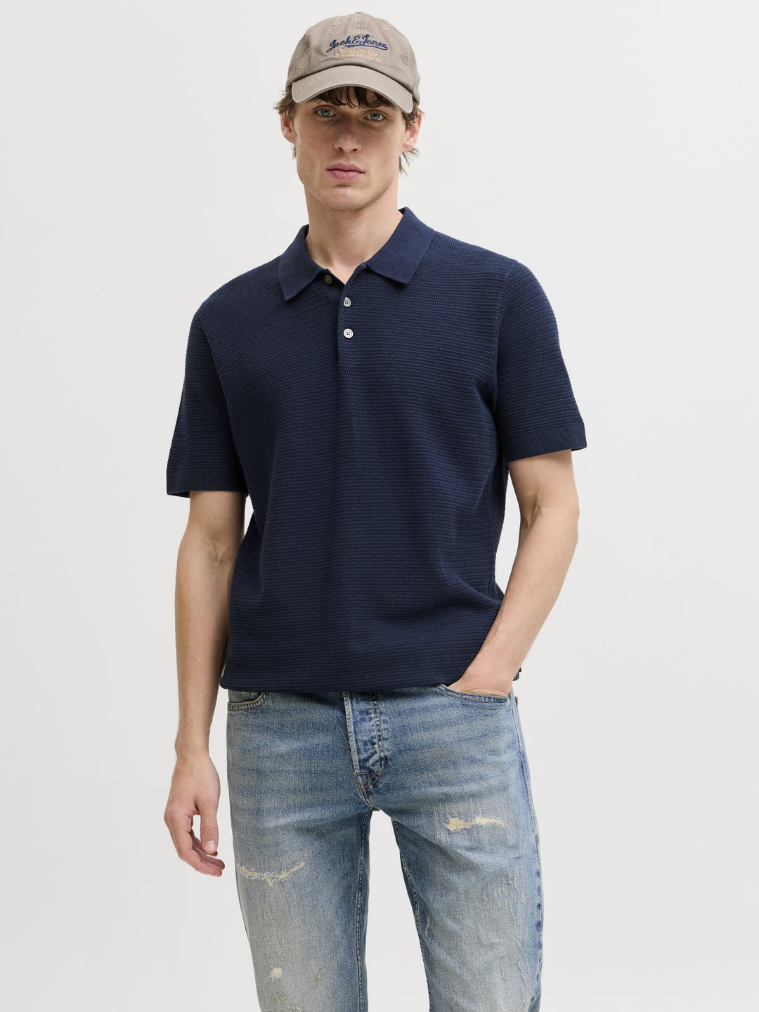 JPRBLURILEY KNIT POLO SS SN, Sky Captain 175917 Bild 2