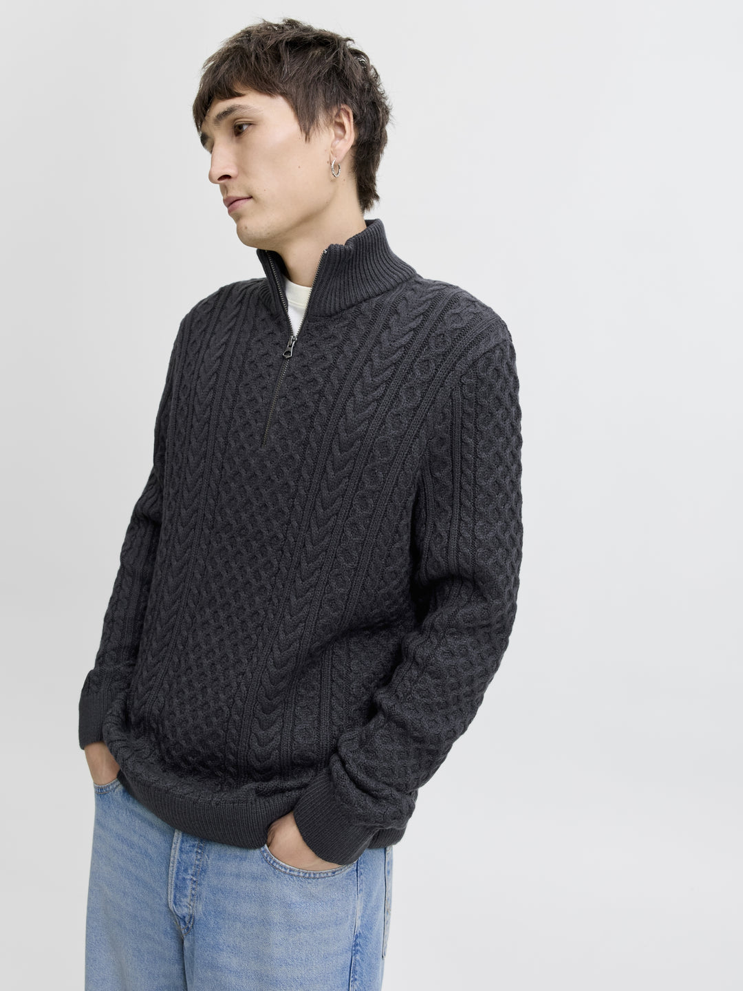JPRBLUSEAN KNIT CABLE HALF ZIP SN, Dark Navy 175697 Bild 7