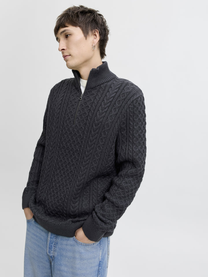 JPRBLUSEAN KNIT CABLE HALF ZIP SN, Dark Navy 175697 Bild 7