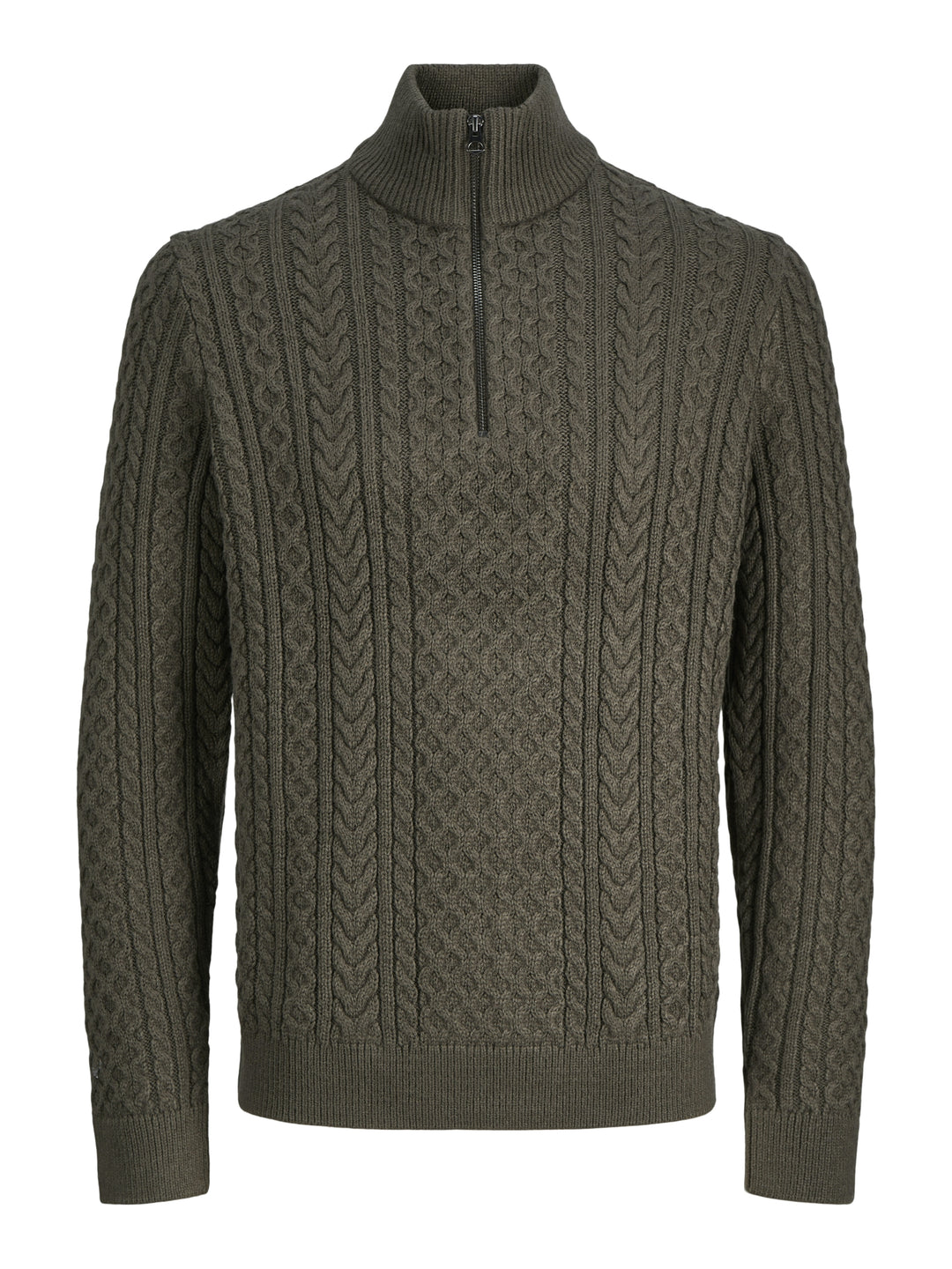 JPRBLUSEAN KNIT CABLE HALF ZIP SN, Black Olive 176123 Bild 1