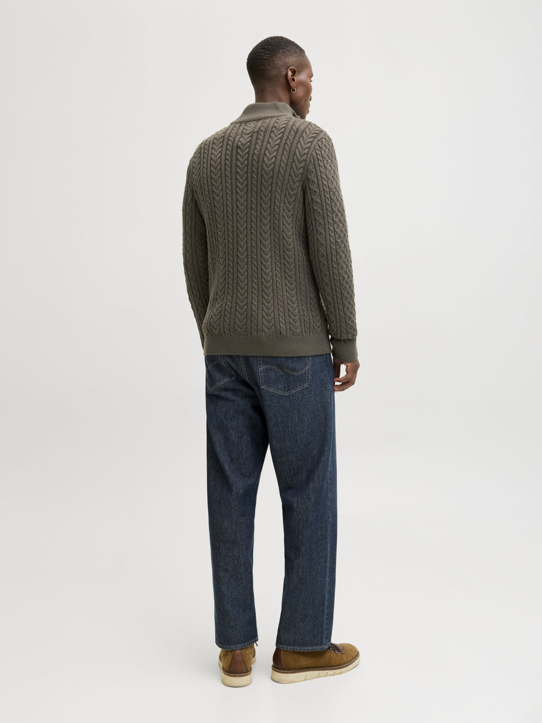 JPRBLUSEAN KNIT CABLE HALF ZIP SN, Black Olive 176123 Bild 4