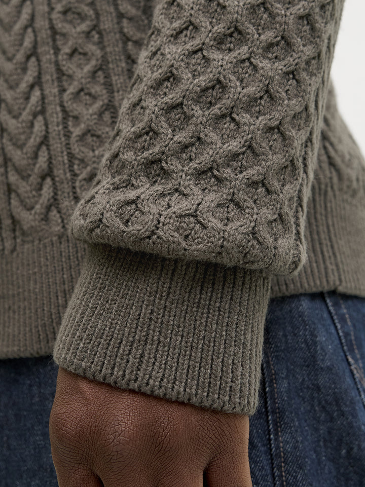 JPRBLUSEAN KNIT CABLE HALF ZIP SN, Black Olive 176123 Bild 7