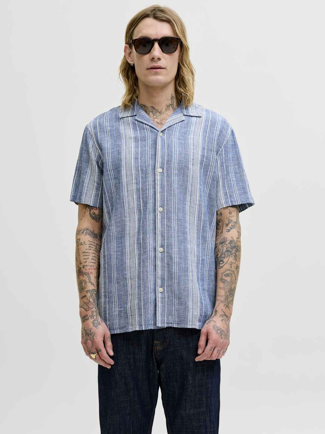 JPRBLUSUMMER LIN. BLEN DOBBY SS SHI, Ashley Blue/REGULAR FIT 175719004 Bild 4