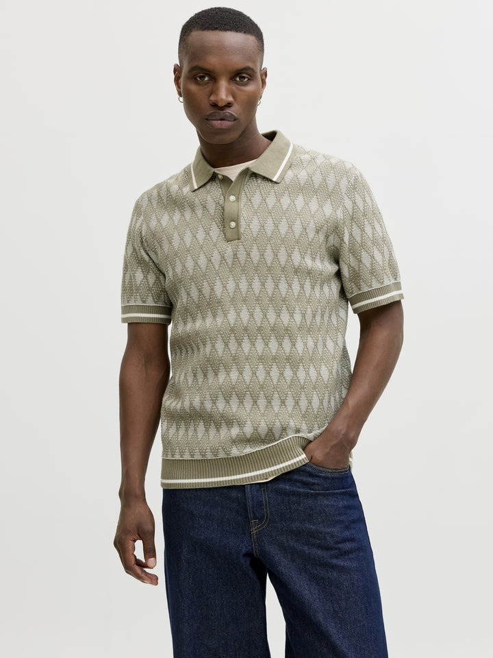 JPRBLUZACK STRUCTURE KNIT POLO SS L, Smokey Olive 299835 Bild 2