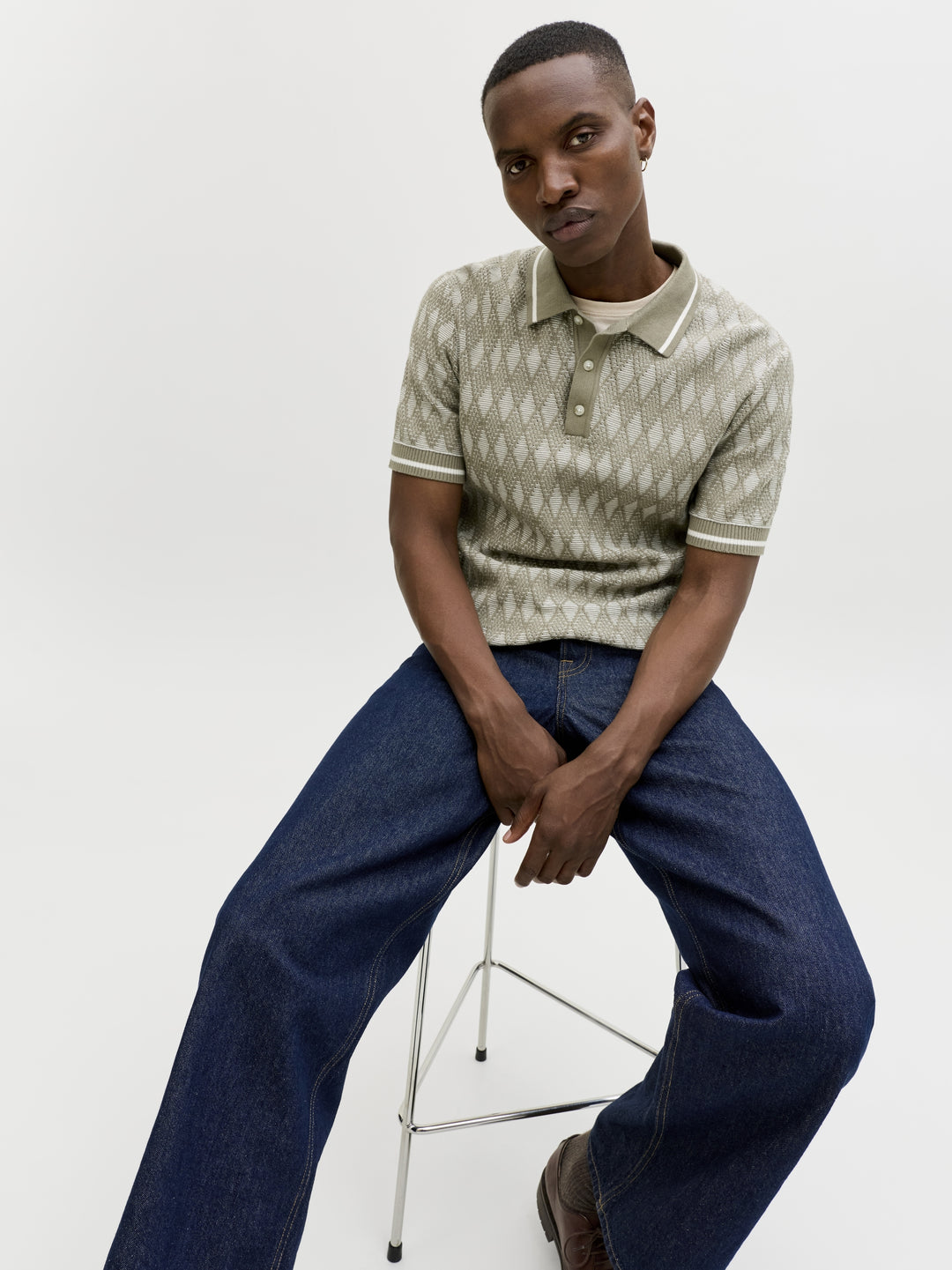 JPRBLUZACK STRUCTURE KNIT POLO SS L, Smokey Olive 299835 Bild 3