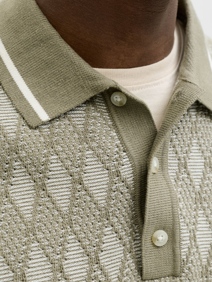 JPRBLUZACK STRUCTURE KNIT POLO SS L, Smokey Olive 299835 Bild 6