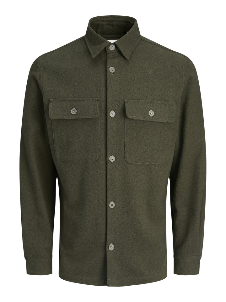 JPRRAYLE MELANGE SOLID L/S OVERSHIR, Peat 176651 Bild 1