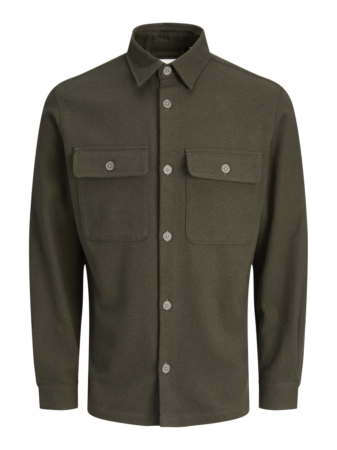 JPRRAYLE MELANGE SOLID L/S OVERSHIR, Peat 176651 Bild 1