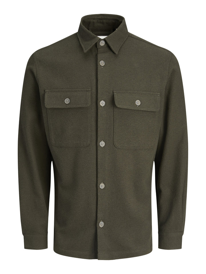 JPRRAYLE MELANGE SOLID L/S OVERSHIR, Peat 176651 Bild 1