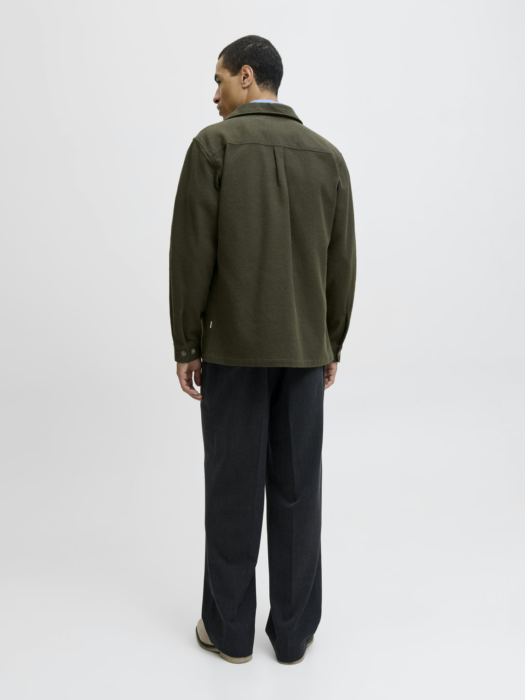 JPRRAYLE MELANGE SOLID L/S OVERSHIR, Peat 176651 Bild 2